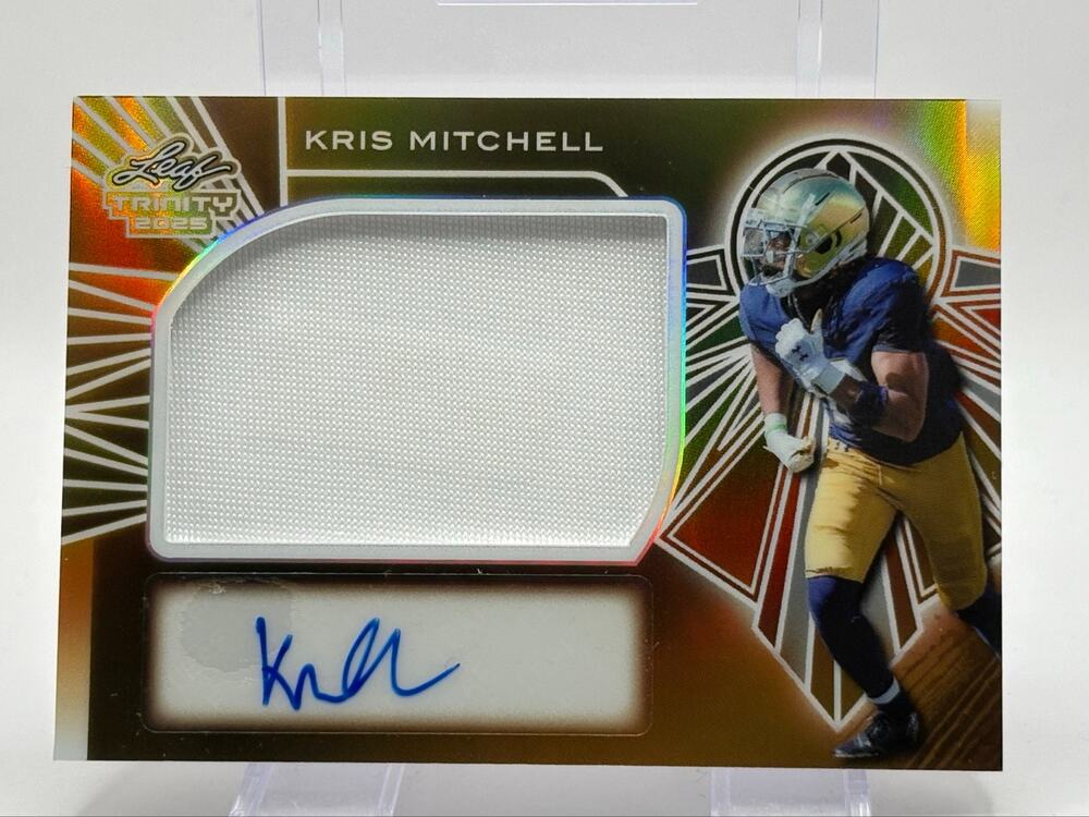 2025 Leaf Trinity Kris Mitchell Gold Jersey Patch Auto 1/1 SSP Notre Dame Irish